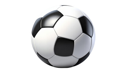 Fototapeta premium Un pallone da calcio classico bianco e nero, leggermente schiacciato, isolato su sfondo bianco, simbolo di gioco e competizione.