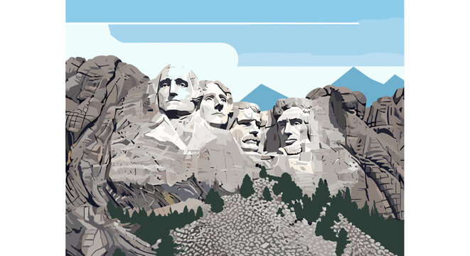 Mount Rushmore National Memorial, a colossal sculpture carved into the granite face of Mount Rushmore in the Black Hills of South Dakota, USA.