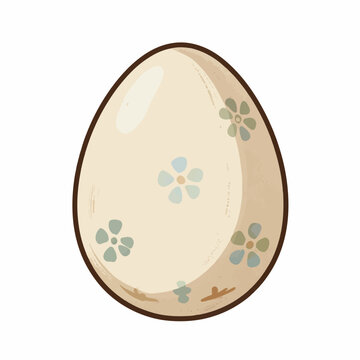 Minimalist cream colored easter egg with small blue flower patterns and subtle textures creating clean and elegant spring holiday design element for seasonal celebrations and festive invitations.