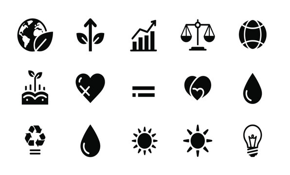 Eco Friendly Sustainable Icons Set.