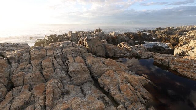Rocky coastline of DeKelders, Western Cape, South Africa