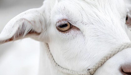 Fototapeta premium Close-up of a White Qurban Animal Goat's Eye, Ready for Sacrifice