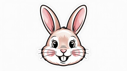 Fototapeta premium Adorable White Rabbit Cartoon Head Illustration for Childrens Designs.