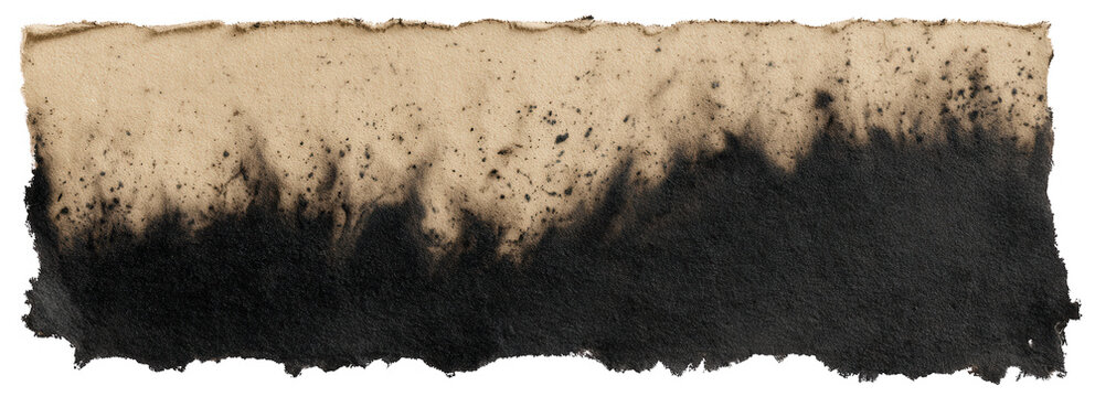 Bordo di carta bruciata con texture irregolare e transizione di colore dal beige al nero, ideale per sfondi e design vintage.