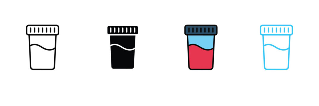 Medical Sample Cup Icon for Laboratory Test, Urine Specimen Container, and Healthcare Analysis Symbol. Symbol Vector Illustration.