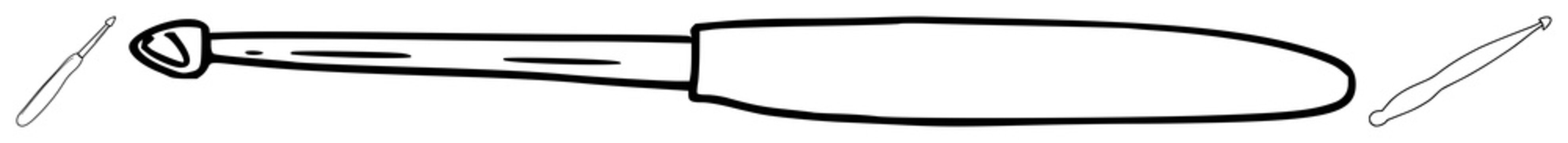 Crochet hook set with ergonomic hand‑grip black line art design featuring crochet tools, handcraft, line illustrations with vector and minimalist