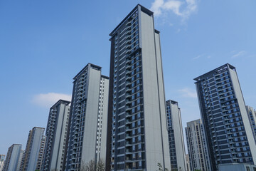 Fototapeta premium low angle view of residential apartment buildings