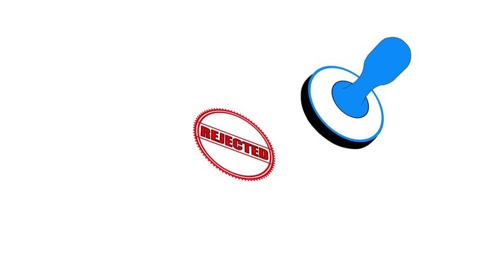 Rubber stamp with rejected text animation. with document work stamping document with rejected seal. Stamp with the text rejected animation with transparent background