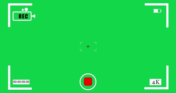 Video camera recorder screen overlay animation on a transparent background animation. Modern video recording camera screen frame of the 4k resolution