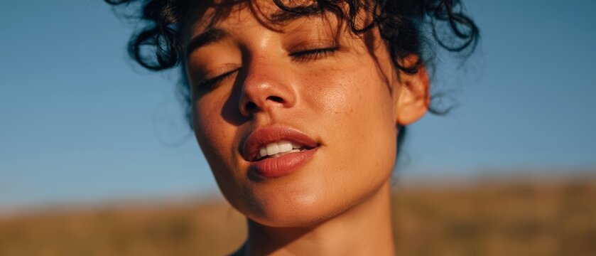 Introspective Woman in Sunlit Field