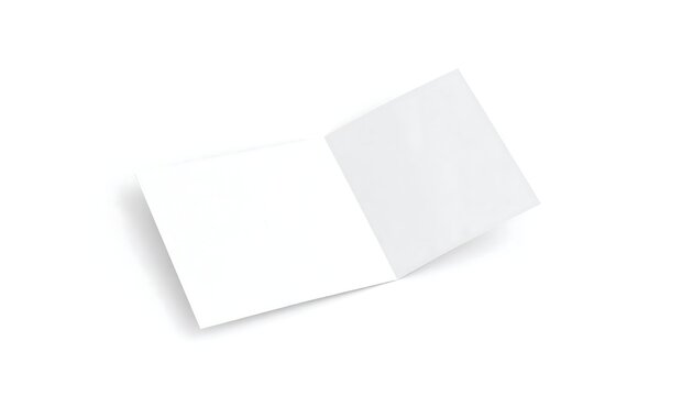 Blank square brochure, open, on white background