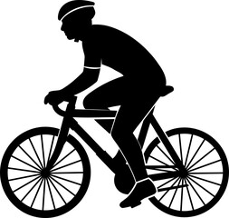 Fototapeta premium Silhouette of a cyclist in motion a black and white vector illustration