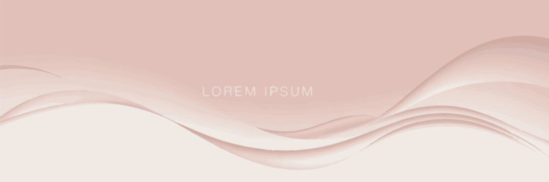 Abstract soft pink wave background with lorem ipsum text space for cosmetic beauty product presentation and elegant brand banner.