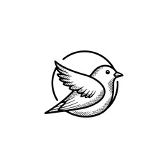 Obraz premium Hand-drawn sketch of a small bird in flight, symbolizing freedom and nature.