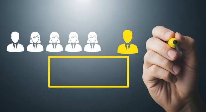 Leadership selection highlighting a potential leader from a group of individuals