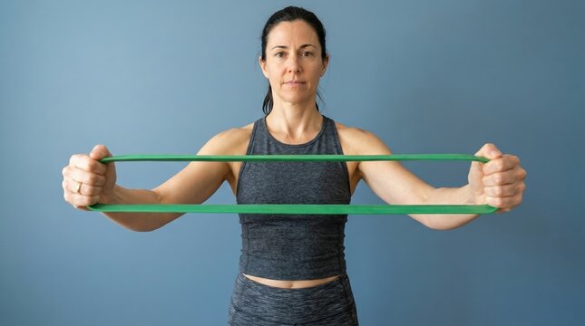 Woman performing resistance band exercise