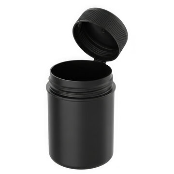 Empty black plastic container with screw cap isolated on transparent background transparent background