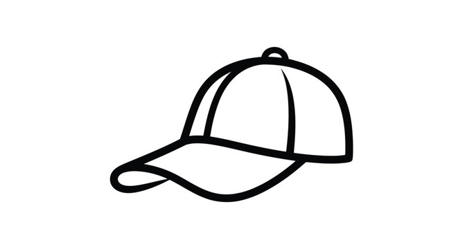Vector illustration monochrome minimal baseball cap silhouette on white background for infographic use