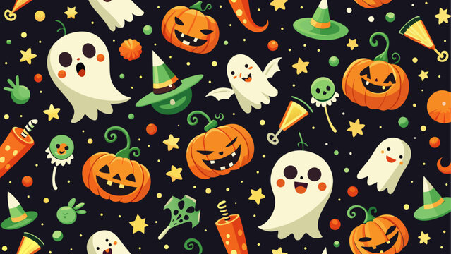 Owls and pumpkins arranged in a festive autumn pattern