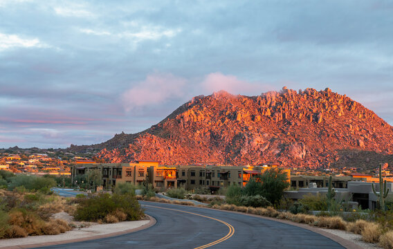 Troon Mountain In North Scottsdale At  Sunset Time