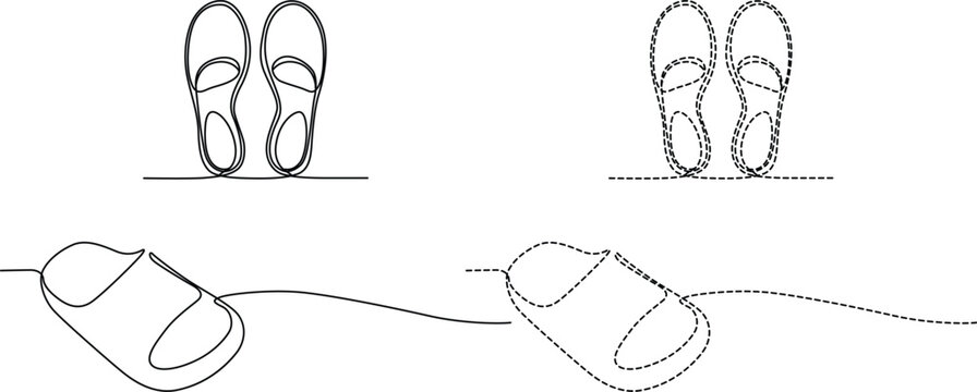 Different styles of sandal footwear designs and their walking patterns Vector