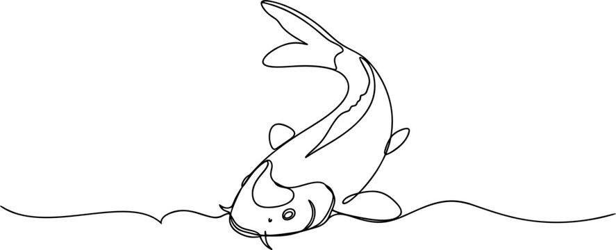 Koi fish lineart style isolated on white background