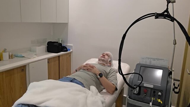 Plastic surgery concept. Man waiting for operation in clinic