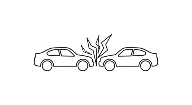 Two cars colliding head-on with a burst of energy and sparks emanating from the impact zone.
