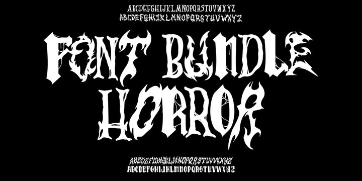 Horror Font Bundle: A dark collection of spooky decorative typefaces. Perfect for metal covers, Halloween, and eerie branding.