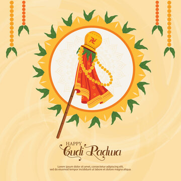 Happy Gudi Padwa Maharastra Festival Celebration Vector Illustration