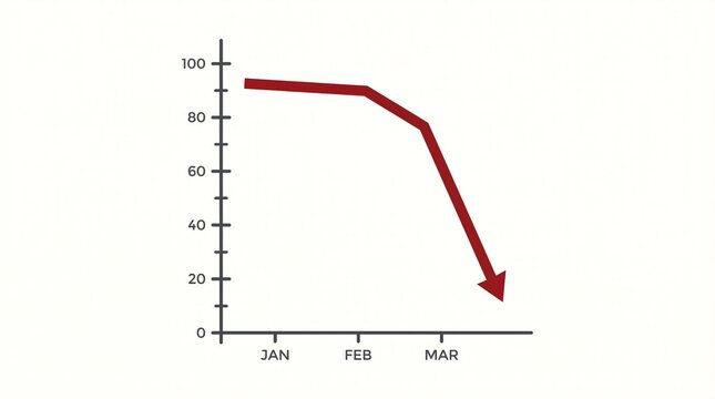 Downward Trend: A simple yet impactful illustration captures a downward trend, visually representing a decline or decrease over time. The graph showcases the reduction with a clear and concise arrow.