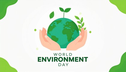 Fototapeta premium Caring hands cradle the Earth, promoting environmental awareness and growth.