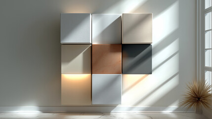 Obraz premium Geometric blocks grid versus scattered abstract structure versus chaos concept