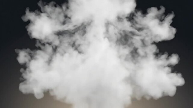 White Smoke Explosion Cloud Bursting Upwards on Dark Background