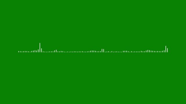 White audio wave spectrum line, 4k music visualizer animation, green background sound waveform, abstract frequency pulse line, minimalist audio motion, professional sound wave design,
