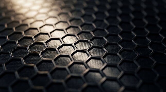 Abstract Hexagonal Carbon Fiber Background with Depth of Field