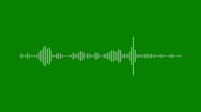 White pulse music visualizer, 4k sound wave spectrum animation, green background linear waveform, abstract frequency line, smooth audio wave, professional sound motion graphics video,