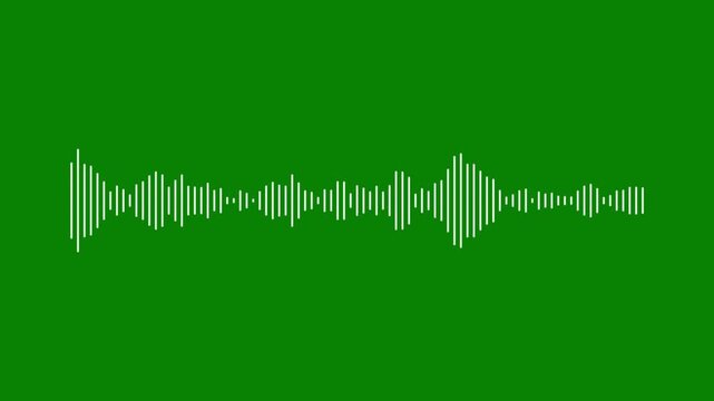 White pulse music visualizer, 4k sound wave spectrum animation, green background linear waveform, abstract frequency line, smooth audio wave, professional sound motion graphics video,