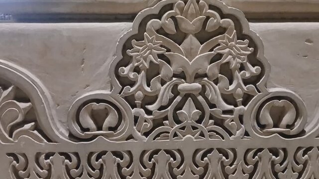 Decorative Stone Jali with Floral Carving.