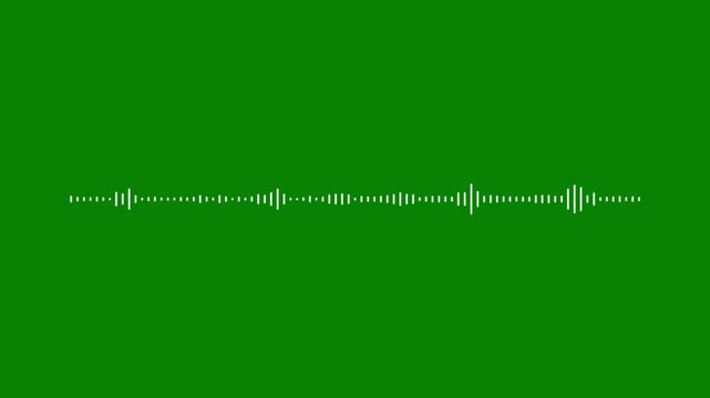 Professional white audio waveform, 4k sound spectrum visualization, green background music wave animation, abstract frequency pulse, linear audio visualizer, smooth sound wave effect,