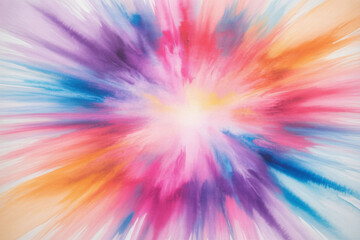 Obraz premium A vibrant watercolor explosion of multiple bright colors radiating outwards from a central bright light on a white background.