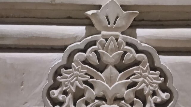 Decorative Stone Jali with Floral Carving.