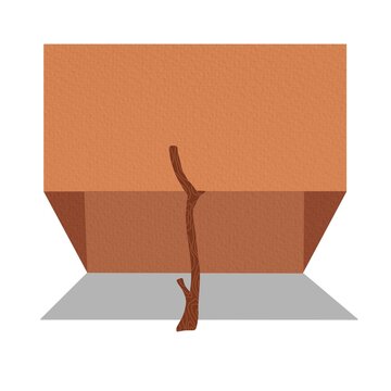 Simple trap box with stick and rope, animal trap on white background.