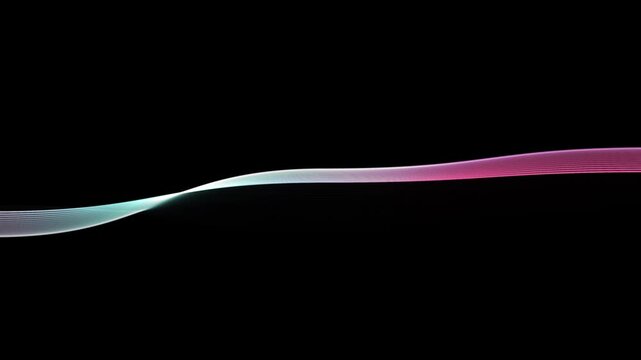 Abstract digital sound spectrum line wave on black screen background with colorful gradient particles, futuristic audio visualizer motion, subtle film grain texture, smooth seamless loop 4k background