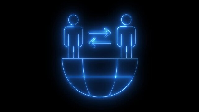 glowing neon Student Exchange Program icon isolated on black background. outline global education. International student swap. International learning system. 4k video