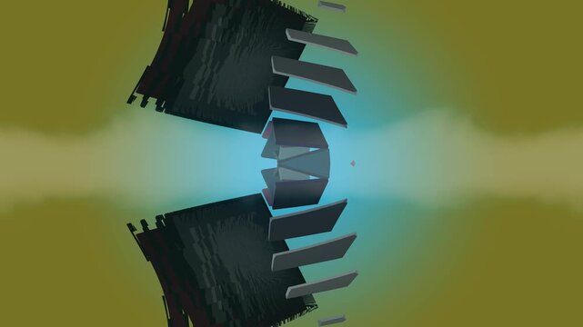 Abstract geometric shapes in motion.