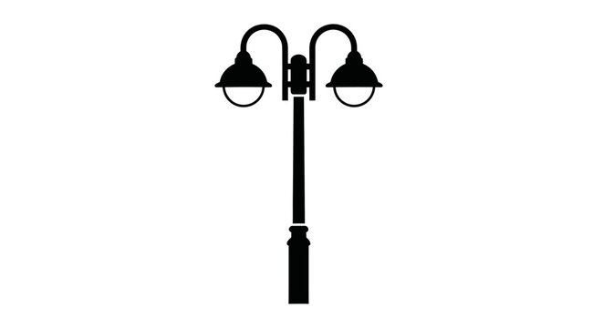 Black Street Lamp Post With Lights.