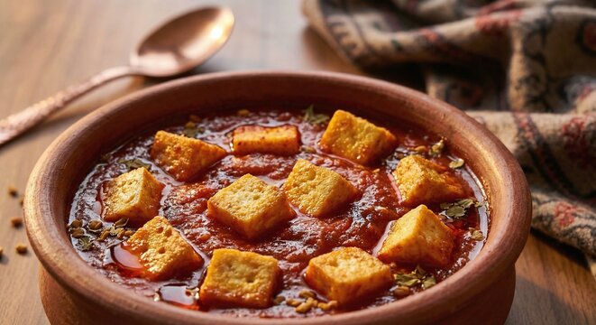 Ruwangan Tschaman &ndash; Kashmiri cottage cheese in tomato gravy, Kashmiri paneer in tomato gravy, Indian cuisine, Asian cuisine