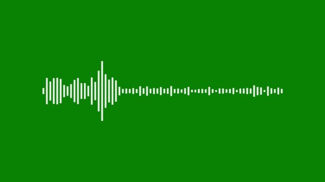 White abstract audio spectrum, 4k linear sound wave animation, green background music visualizer, minimalist frequency pulse line, professional waveform, digital sound wave background,