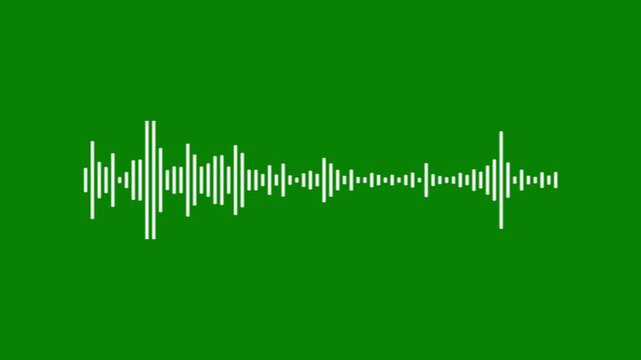 White line sound wave spectrum, 4k audio waveform on green background, abstract music frequency animation, minimalist pulse visualizer, digital sound wave, sleek audio motion graphics,